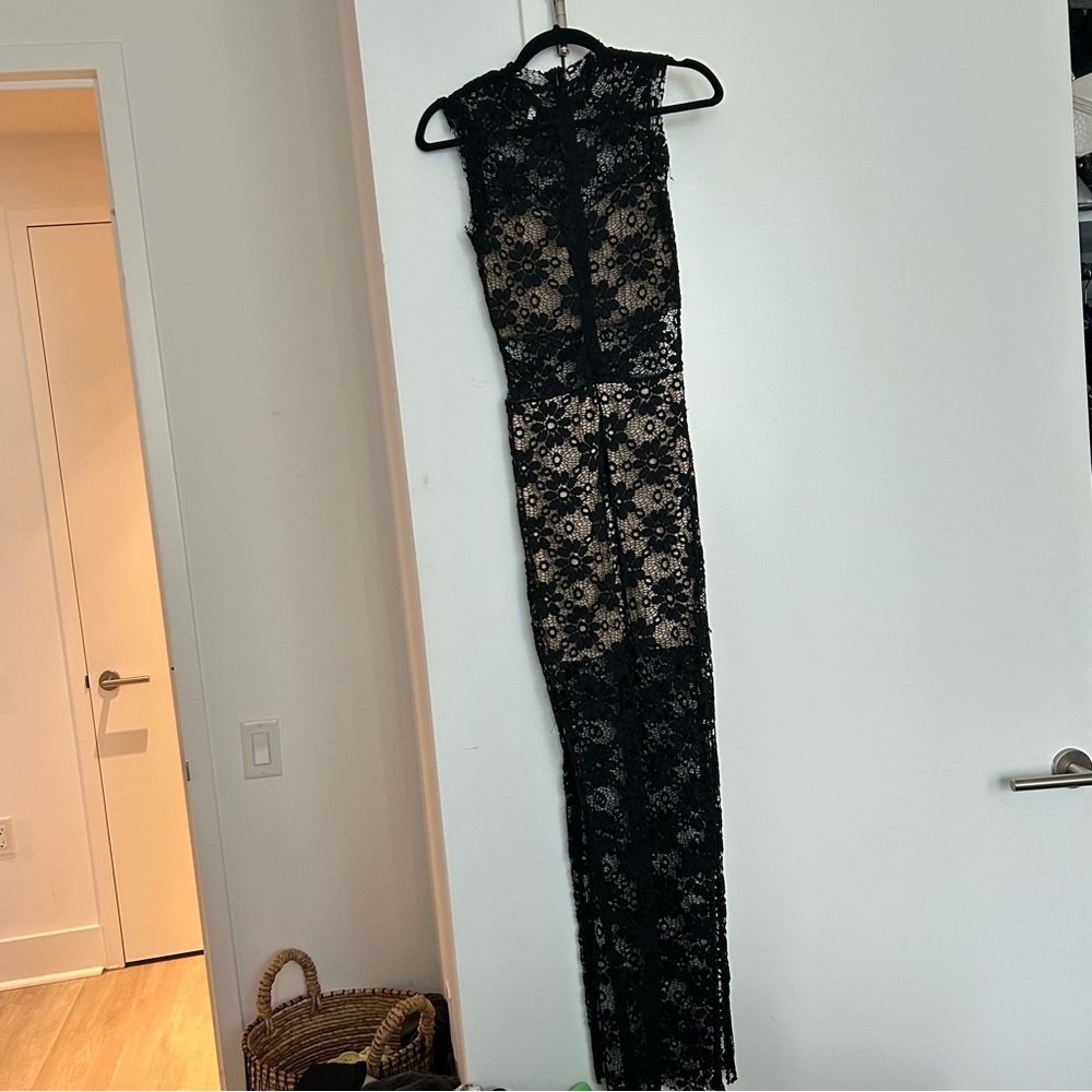 Sage Black Lace Maxi Dress with Nude Lining - Picture 2 of 9